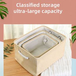 Storage Baskets Foldable Linen Storage Basket With Handles Laundry Basket Household Clothes And Toy Organizer Storage Box Canvas Storage Basket