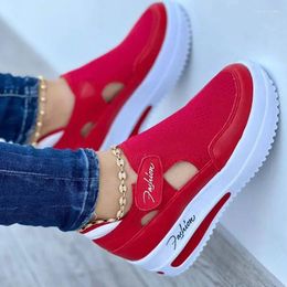 Casual Shoes 2024 Red Sneakers Woman Tennis Canvas Shoe Female Ladies Sport Platform Sneaker Hollow Out