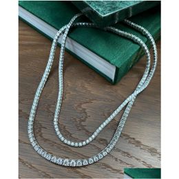 Pendant Necklaces 2022 Fashion 4Mm 5Mm Hip Hop S925 Sier Colour Gothic Tennis Necklace Neck Chain Long For Men Male Women Jewellery Dro Dhyjk