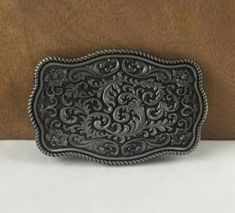 BuckleHome ZINC ALLOY western flower cowboy jeans gift belt buckle with pewter finish FP03708 with continous stock 8212144