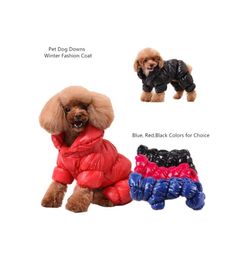 Red Winter Pet Poloneck Turtleneck Warm Dog Parka Clothes Small Dogs Down Coat 4 Legs Jacket Medium Chihuahua XS Blue Black8001092