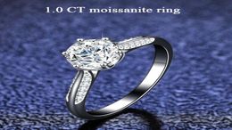 Cluster Rings 100 Pass Diamond Test Moissanite Platinum Plated Sterling Silver Round Cut Wedding Band Ring Set For Women Gift5807317