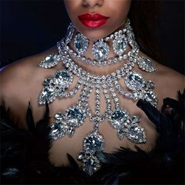 Costume Accessories Exaggerated Super Sparkling Large Rhinestone Exquisite Wedding Party Necklace Crystal Jewellery Body