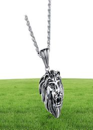 Fashion Hip Hop Jewellery Crown Lion Head Pendant Iced Out Clear Rhinestones Curb Cuban Chain Stainless Steel Necklace258A4592195