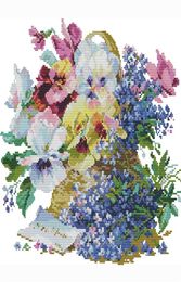 Promotional flower patterns cross stitch counted embroidery fabric sewing craft kit crafts needle painting handmade wall art home 5252025