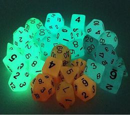 Luminous Polyhedral Dice Set Dungeons And Dragons Glowing Sets Dices D4 D6 D8 D12 D20 D10 09 D10 0090 RPG 7pcsset D41112796