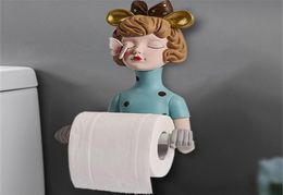 265cm Nordic Creative Girl Toilet Paper Holder Resin Rolling Tissue Dispenser Bathroom Dectorstions Home Decoration 2206227034076