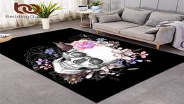 BeddingOutlet Sugar Skull Carpets Large for Living Room Floral Bedroom Area Rugs Nonslip Gothic Floor Mat Home Decor alfombra Y203103910