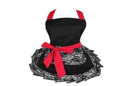Aprons Black Lace Flirty Apron With Pocket Fun Retro Sexy Kitchen Cooking Pinup For Women Girls5045485