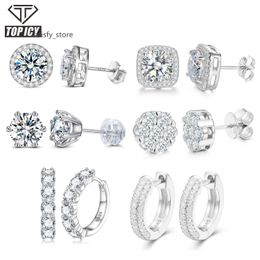 Pass diamond test VVS D moissanite earrings men women 0.5CT-3CT 925 silver GIA certificate lab diamond stud luxury Jewellery