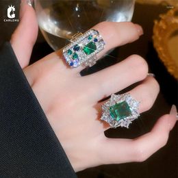 Cluster Rings Light Luxury CZ Zircon Square Opening Index Finger For Women Fashion Wedding Party Jewellery Wholesale