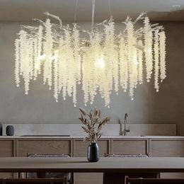 Chandeliers Aluminum Chrome Chandelier Crystal Tassel Designer Lamp Dining Room Light Fixture Home Decor Tree Branch Led Lighting Round