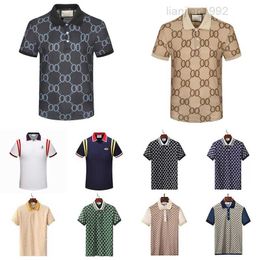 Mens Unique Designer Polo Shirts High Street Italy Embroidery Garter Snakes Little Bees Printing Cotton Clothing Tees