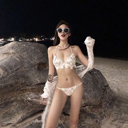 Bikini Three-point Internet Celebrity Sexy Lace Chest Gathers Fairy Style Hot Spring Swimsuit for Women