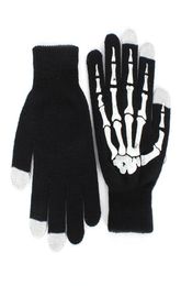 FashionWinter Full Finger Unisex Knitted Skeleton Gloves Ghost Bone Touch Screen5581066