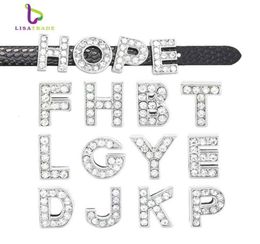 130pcs 8mm Full Rhinestone English Alphabet AZ DIY Slide lettersslide letter Charm fit Bracelet wristband LSSL01130 CJ1911162094975