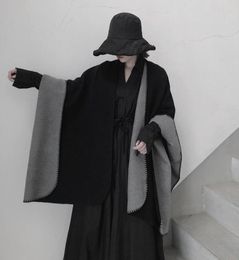 Women celebrity Cashmere Black white doublesided shawl pluvial Multifunction Scarf classic design cool simple cloak Warm thick sh3352439