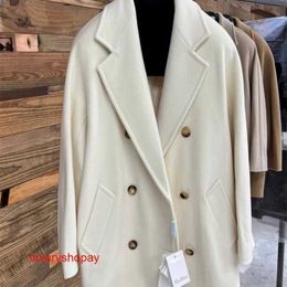 Maxmaras Womens Wrap Coat Camel Hair Coats 2024 Winter New Short Solid Color Double Breasted for Women Rjlr