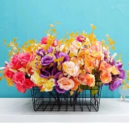 Decorative Flowers 30cm Artificial Flower 14 Head Persian Rose High Quality Silk Fake Wedding Party Living Room Home Decor Bouquet