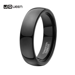 Band Rings JQUEEN Simple Plain Circle 6mm Tungsten Carbide Ring Mens Womens Jewellery Silver Gold Black Polished Q240429