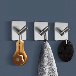 Set 1/2pcs Stainless Steel Strong Adhesive Hooks Wall Door Clothes Coat Hat Hanger Kitchen Bathroom Towel Hooks