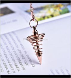 Pendants 1Pc Metal Amulet Spiral Cone Antique Copper Gold Sier Coloured Clock For Pyramid Pendulum Aura Qyltsi Syiq7 J4Aeh1009034