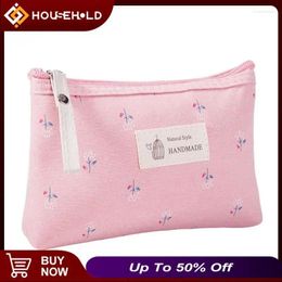 Storage Bags Zipper Small Floral Makeup Durable Canvas Cosmetic Bag Waterproof Women Bathroom High-quality