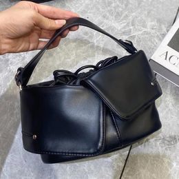 Shoulder Bags Drawstring Bucket Lapel For Women Luxury Designer Handbags And Purses 2024 In Fashion Simple Small Crossbody