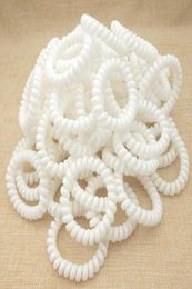 Whole 100Pcs Women Girls Size 5CM White Plastic Hair Bands Elastic Rubber Telephone Wire Ties Rope Accessory3002776