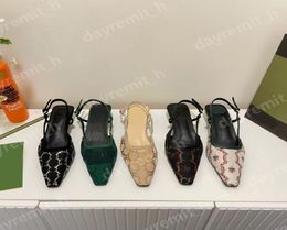 Designer Sandals Women Sandals Hacker Sandal G Heels Dress Shoes Sexy Cat Heel Mesh Rhinestone Pointed Toe Leather Canvas Ladies W7925303