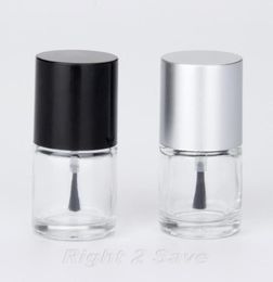 1PC 10ML Nail Polish Bottle with Brush Refillable Empty Cosmetic Containor Glass bottle Nail Art Manicure Tool Black Silver Caps5633040