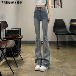 Women's Jeans American Style 2024 Wide Leg Flare Pants Trend Trousers High Waist Elastic Vintage Women's Flared 90s Long Denim