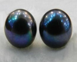 Large Quantity 1213mm Genuine Natural Black Tahitian Pearl Pearl Bead Ear Studs Silver Earrings AAA7559105