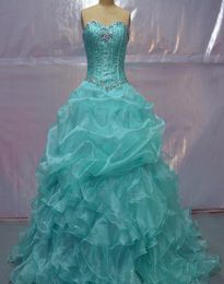 2018 New Elegant Ball Gowns Mint Green Quinceanera Dresses With Beads Crystals Lace Up Sweet 16 Dresses 15 Year Prom Gowns Stock 27297707