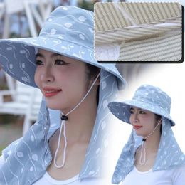 Wide Brim Hats Sunscreen Hat Shawl Not Detachable Summer Face Sunshade Large Neck Outdoor Women Sun Beach Cap