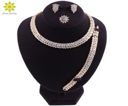 Fashion necklace Dubai Gold Colour Jewellery Set Brand Nigerian Bridal Wedding Women Costume Necklace Earrings9237123
