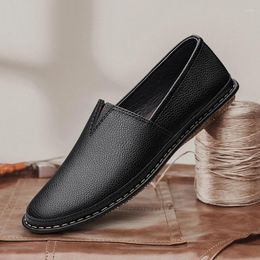 Casual Shoes Men Loafers Slip On Fashion Soft Moccasins Outdoor Spring Autumn Genuine Leather Flats Driving Man