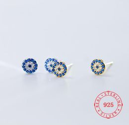 100 pure 925 sterling silver Stud guangzhou Jewellery high quality blue evil eye design studs earrings Turkey gold plated earring6898841