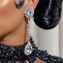 Costume Accessories New Square Rhinestone Water Drop Fashion Simple Shining Bridal Wedding Party Earrings Jewelry