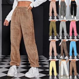 Women's Pants 2024 Autumn And Winter Solid Color Fashion Plush Casual Loose Soothing Velvet Warm Home Leg