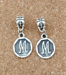 50pcslot Antique silver Initial Alphabet Disc quotMquot Charm Pendants For Jewellery Making Bracelet Necklace DIY Accessories 13988185