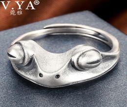 VYA 925 Sterling Silver Frog Open Rings for Women Men Vintage Punk Animal Figure Ring Thai Silver Fashion Party Jewelry LJ2008313756214