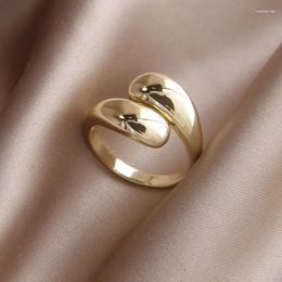 Cluster Rings 2024 Delicate 14K Gold Color Waterdrop Adjustable For Women Jewelry Wedding