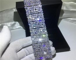Vecalon Luxury Lady Big Bracelet Diamond White gold filled Engagement wedding Bracelet for women Bridal Jewelry68640939386619