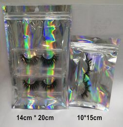 Wholesale Eyelashes Package Holographic Zip Lock Party Favour Cosmetic Bag for Lash Packaging bag9921068