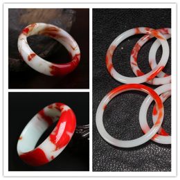 Natural Chicken Blood Jade Bangle Women White Red Jades Bangles Jadeite Bracelet Lucky Amulet