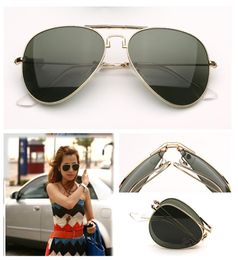 Mens Designer Sunglasses Pilot Folding Sunglasses Fashion Women Sun Glasses Brand Oculos De Sol Eyeware Glass Lenses with Lea8614657