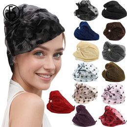 Wide Brim Hats Bucket Hats FS Fascinators Small Top Hats For Women With Bow Bead Dots Gauze Headband Wedding Bridal Church Cocktail Tea Party Pillbox Cap Y240426