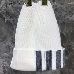 2024 NEW Fashion Brand TB Knitted Hat Winter Warm Beanies Casual Hip Hop 4-bar Stripes Men Women Wool Cotton Elastic Hats Unisex top quality Ball Caps 2393