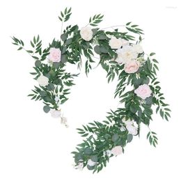 Decorative Flowers Y5LE Fake Rattan Vine Wreath Simulation Hanging Green Leaves Decor For Home Wedding Party Table Front Door Decoration